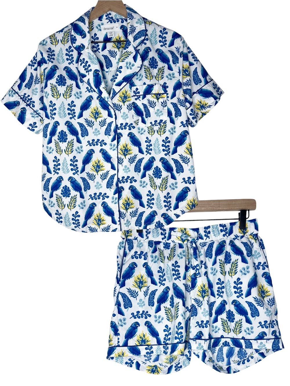 Denise Rae Pajama Set Blue Bird Parrot Organic Cotton size Medium